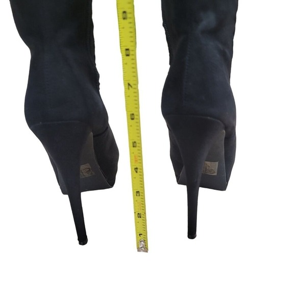 Women's Knee High Suede Sz 9 Stiletto Heel Platform Boots Whimsigoth Witchy Y2K - Picture 7 of 10